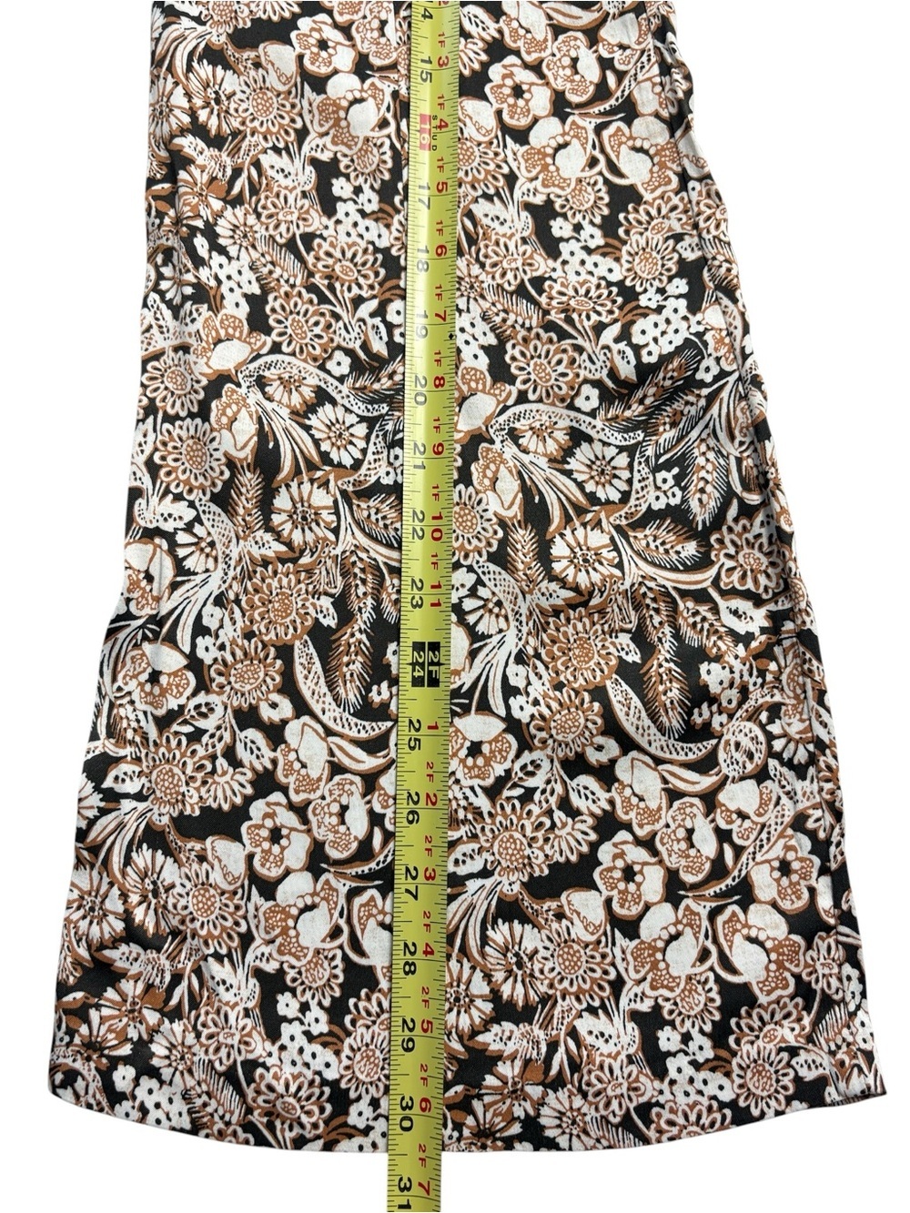 Anthropologie Floral Satin Flare Pants Retro Boho Size 2 Black Brown Cream - Picture 11 of 12